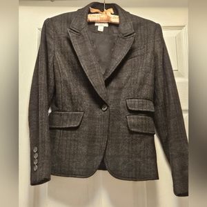 ☆ Women's Ann Taylor Loft black plaid wool blazer